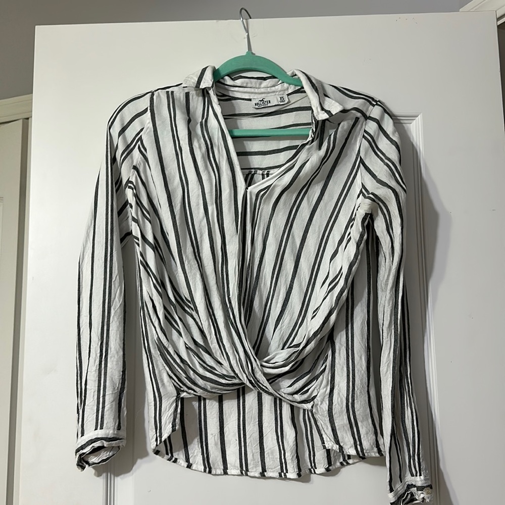Hollister striped blouse with clasp front